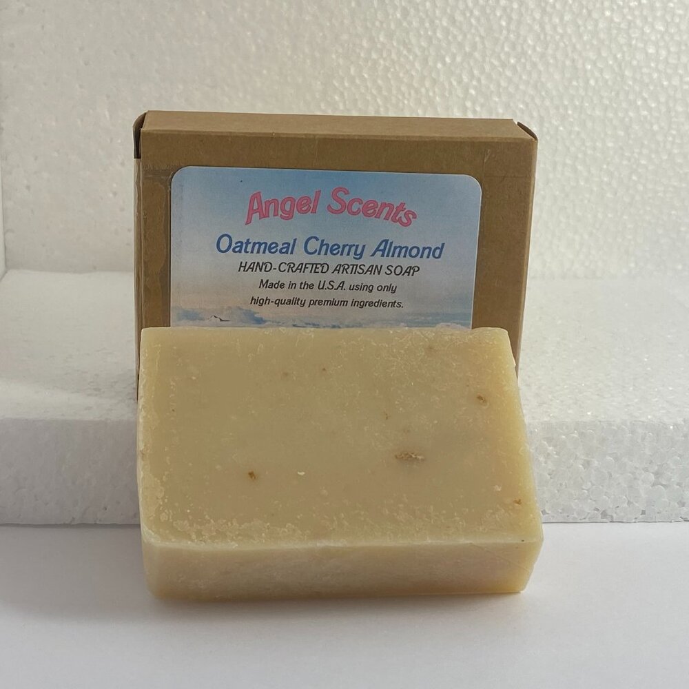 Oatmeal Cherry Almond Natural Bar Soap, single bar
